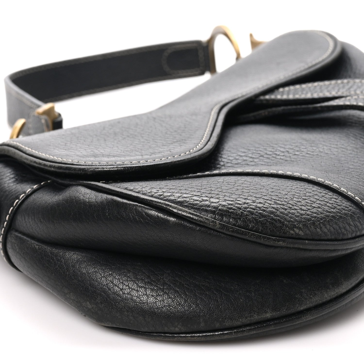 Christian Dior Grained Calfskin Saddle Bag Black 9 of 10
