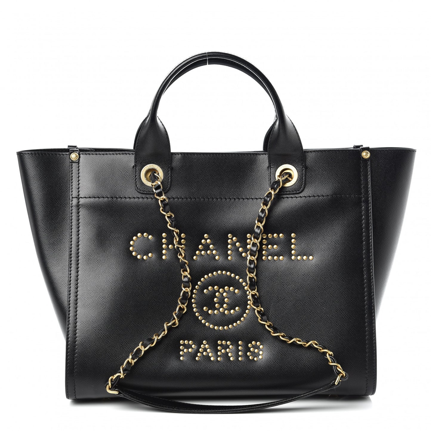 Caviar Small Studded Deauville Tote Black