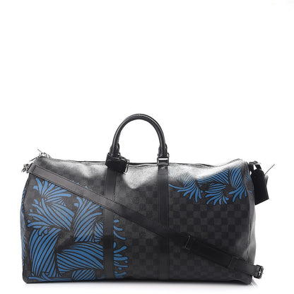 Louis Vuitton Damier Graphite Rope Keepall 55 Blue 1 of 11