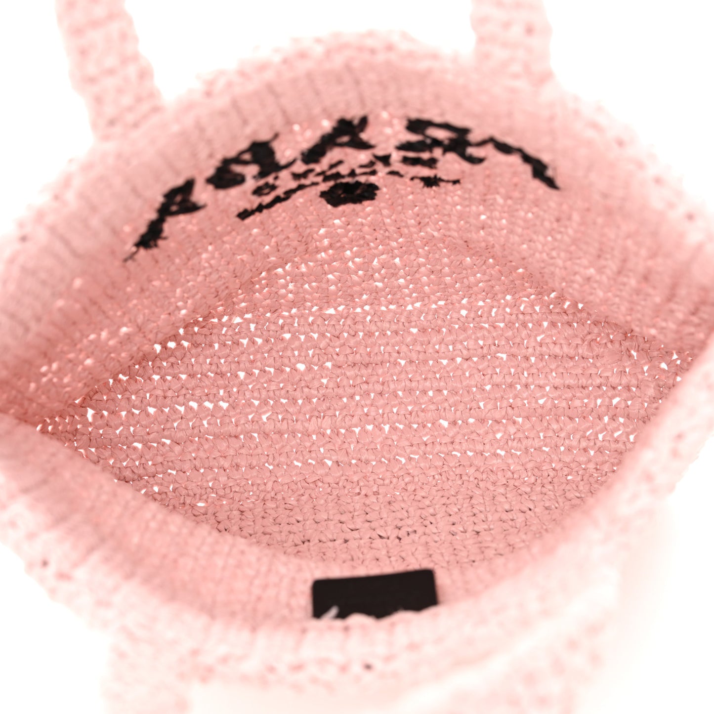 Yarn Raffia Effect Crochet Small Logo Tote Alabastro