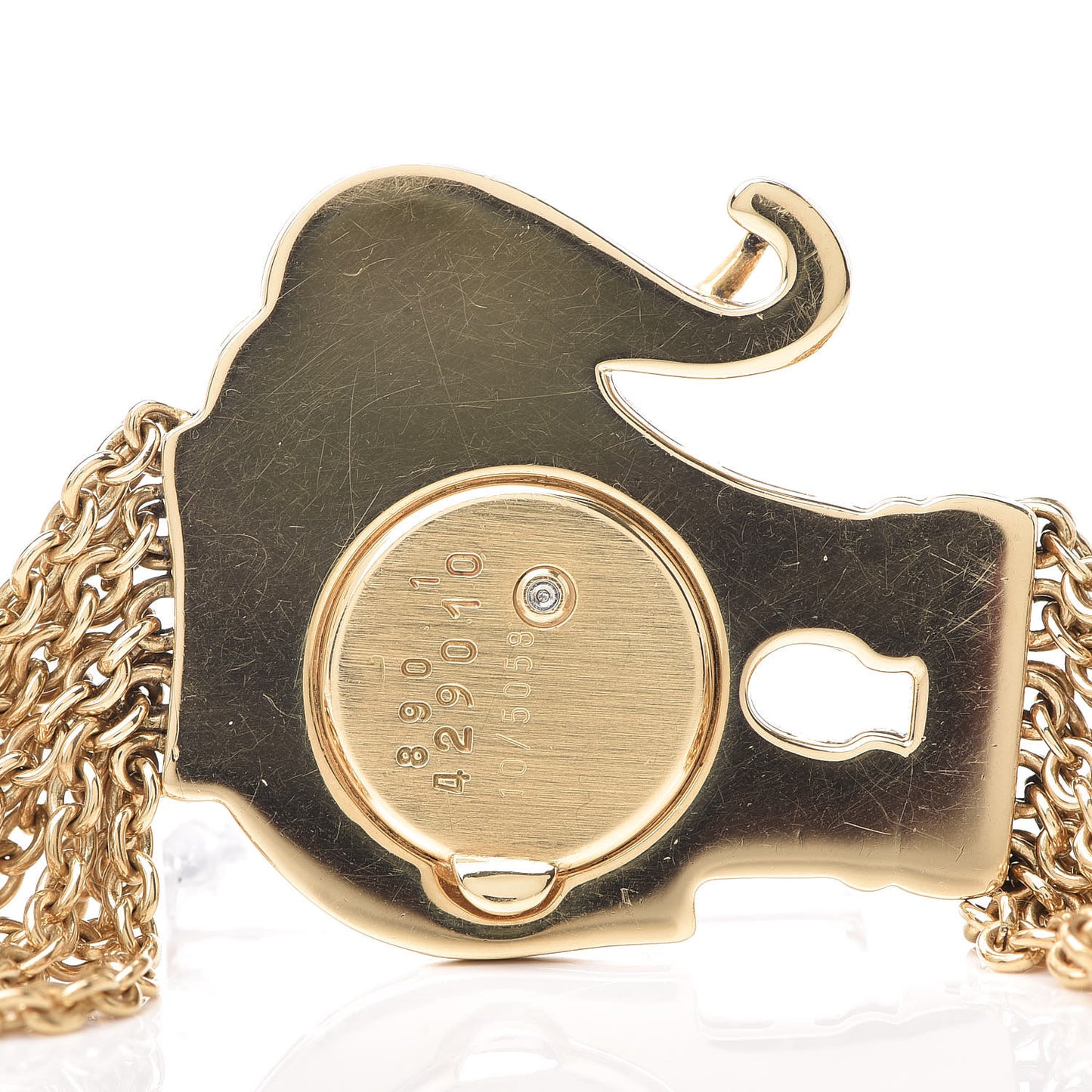 18K Yellow Gold Diamond Ruby 25mm Elephant Quartz Watch