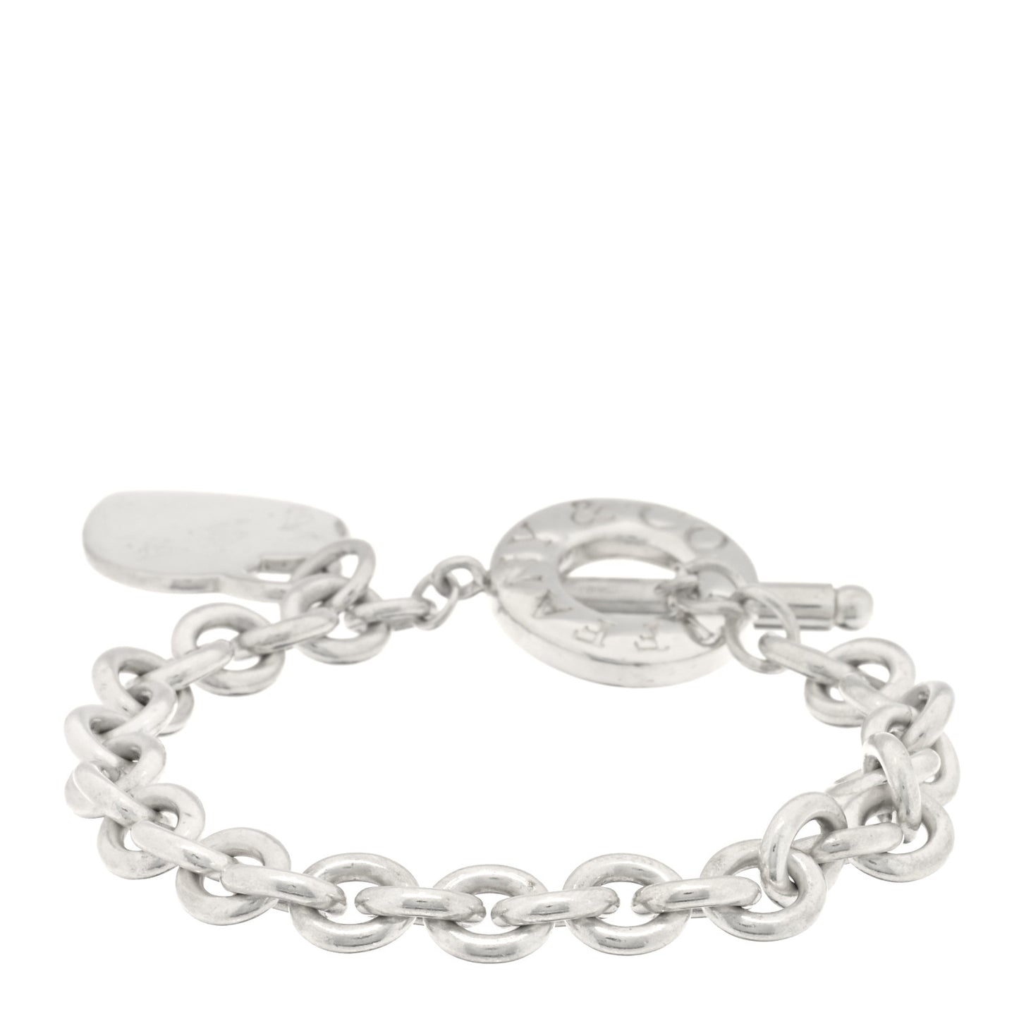 Sterling Silver Heart Tag Toggle Bracelet