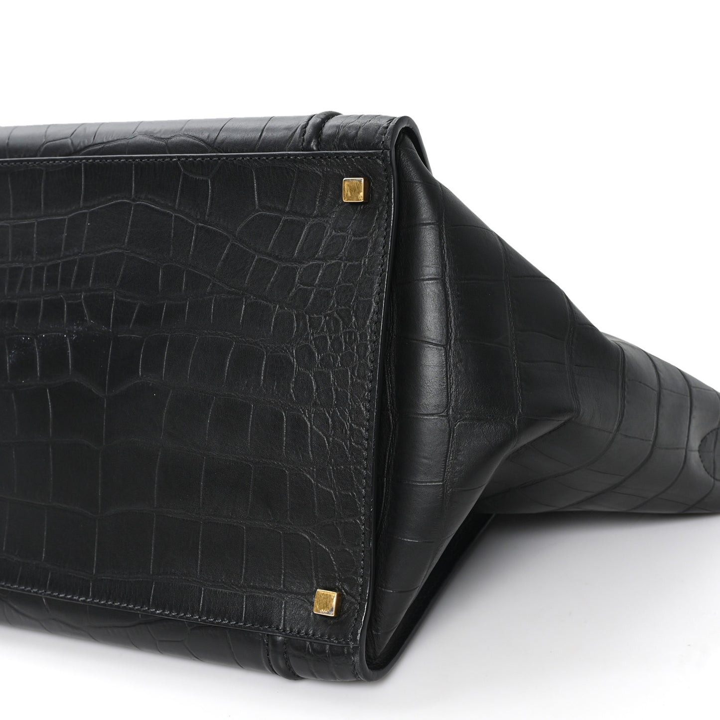 Crocodile Embossed Calfskin Medium Phantom Luggage Black