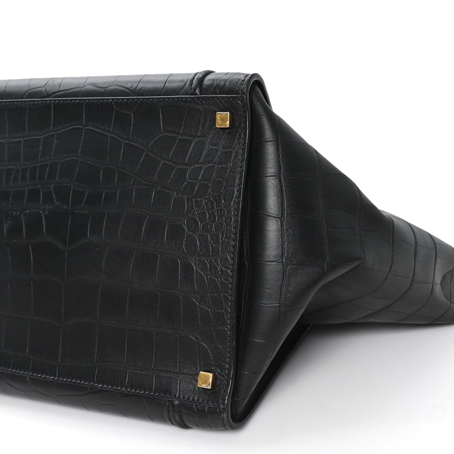 Celine Crocodile Embossed Calfskin Medium Phantom Luggage Black 8 of 8