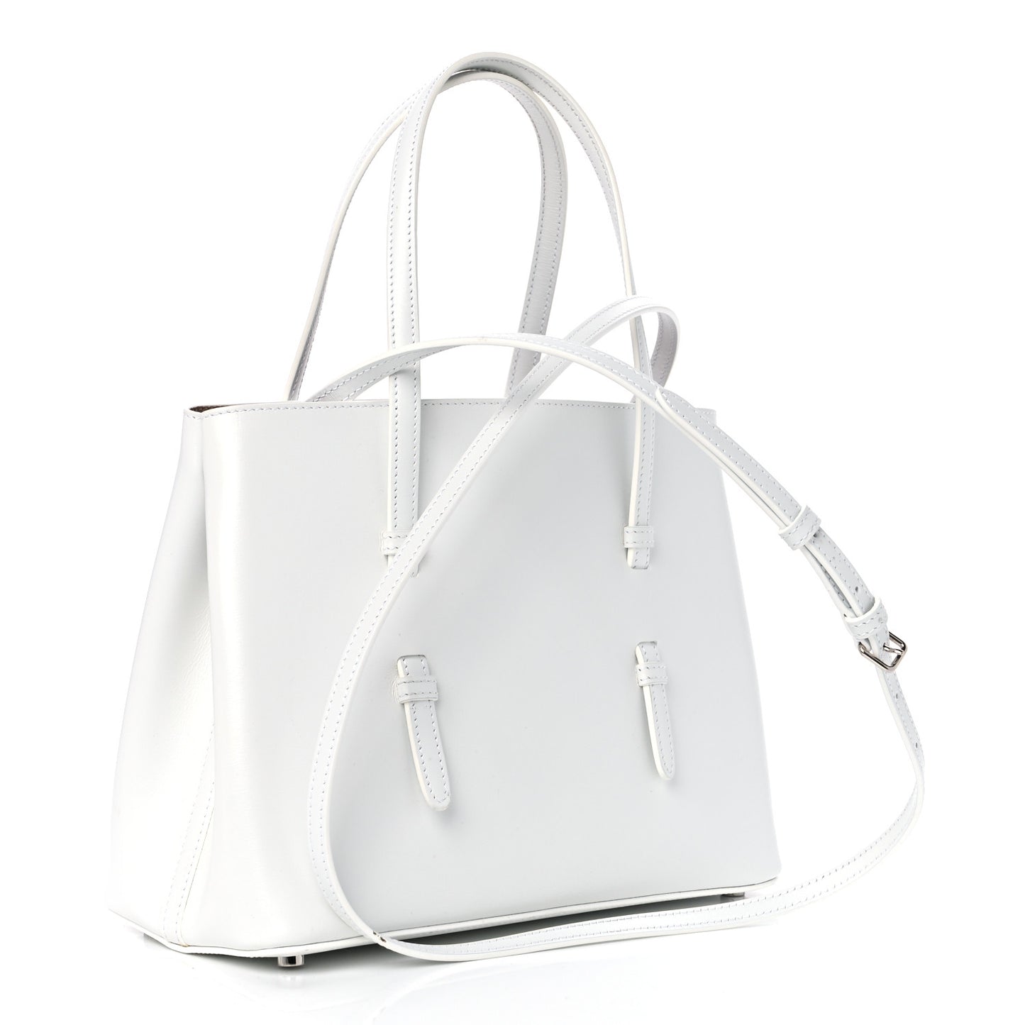 Calfskin Laser Cut Mina 25 Bag White