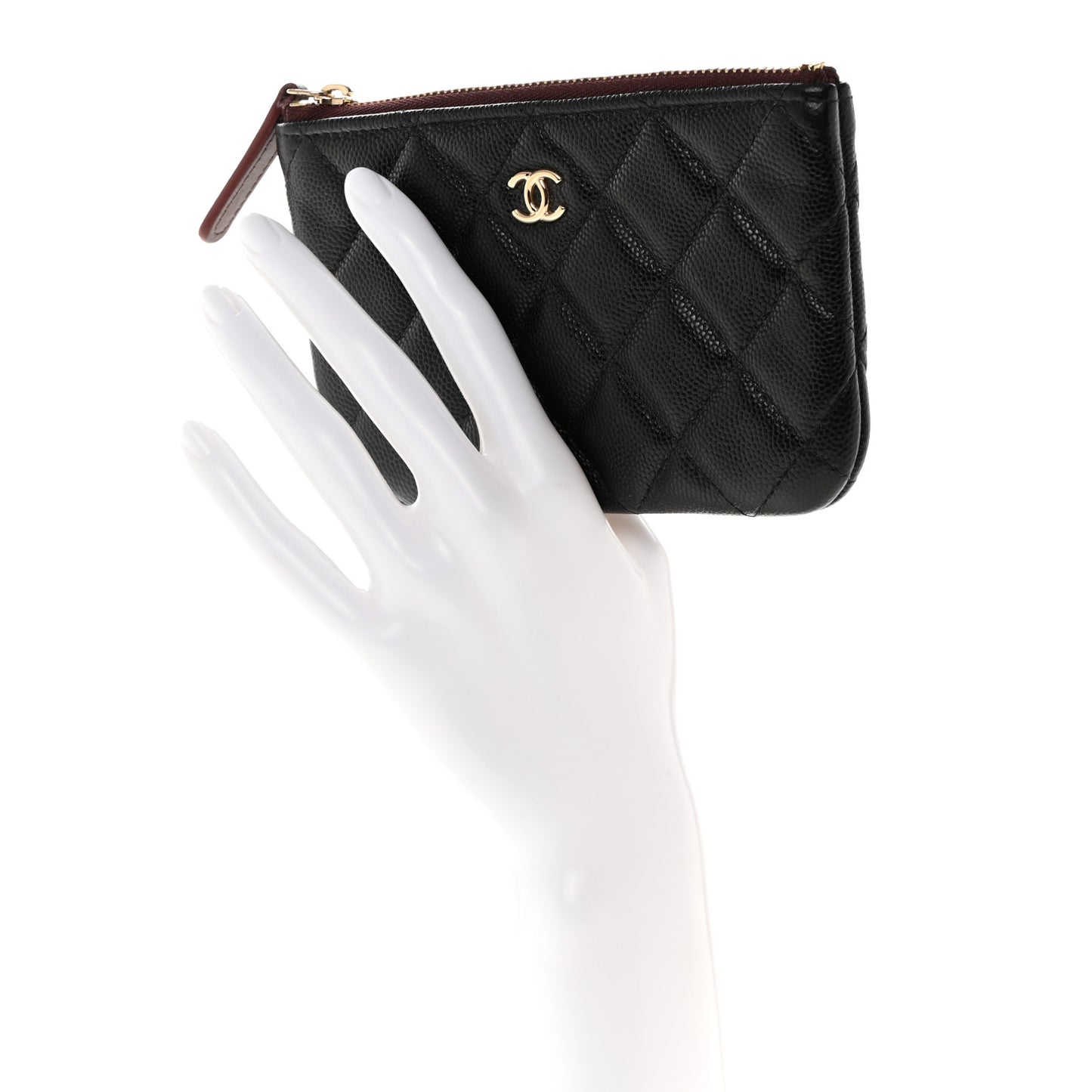 Caviar Quilted Small Cosmetic Case Black