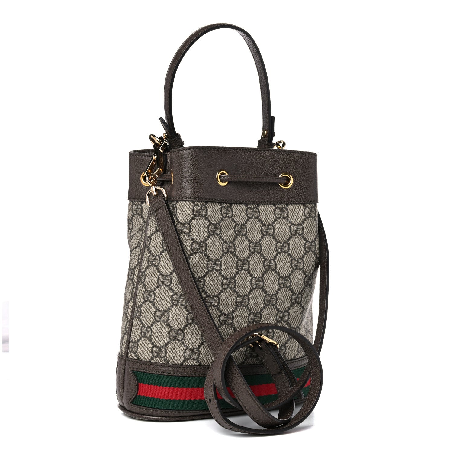 Gucci GG Supreme Monogram Web Small Ophidia Bucket Bag Brown 3 of 12