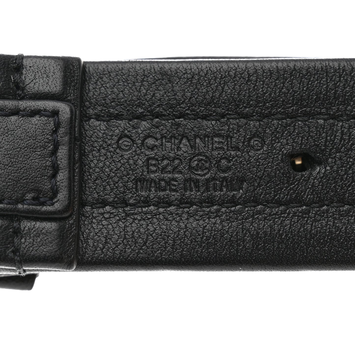 Calfskin Lambskin Zipper Chain CC Belt 85 34 Black