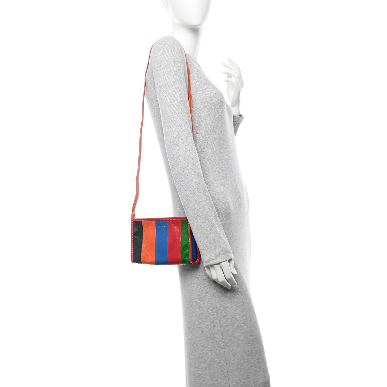 Balenciaga Veau Arena Multicolore Bazar Strap Clutch Vert Emeraude Black 2 of 9