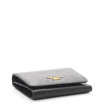 Prada Saffiano Metal Tri-Fold Wallet Nero Black 4 of 8