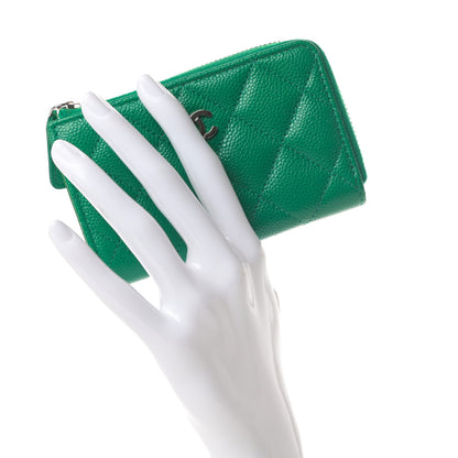 Chanel Caviar Quilted Zipped Key Holder Case Green 2 of 8