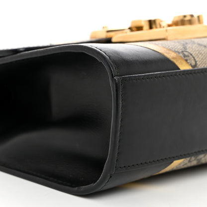 Gucci Calfskin GG Supreme Monogram Small Padlock Shoulder Bag Black Gold 9 of 12