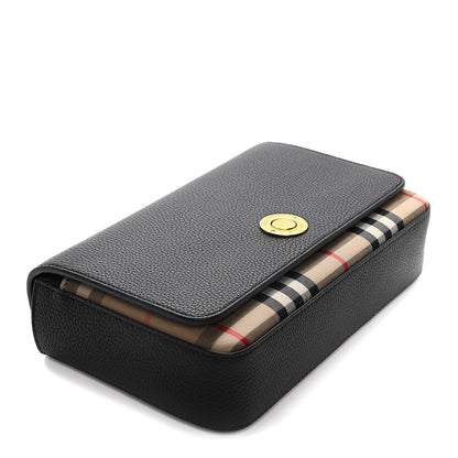 Burberry Grainy Calfskin Vintage Check Hampshire Crossbody Black 3 of 10