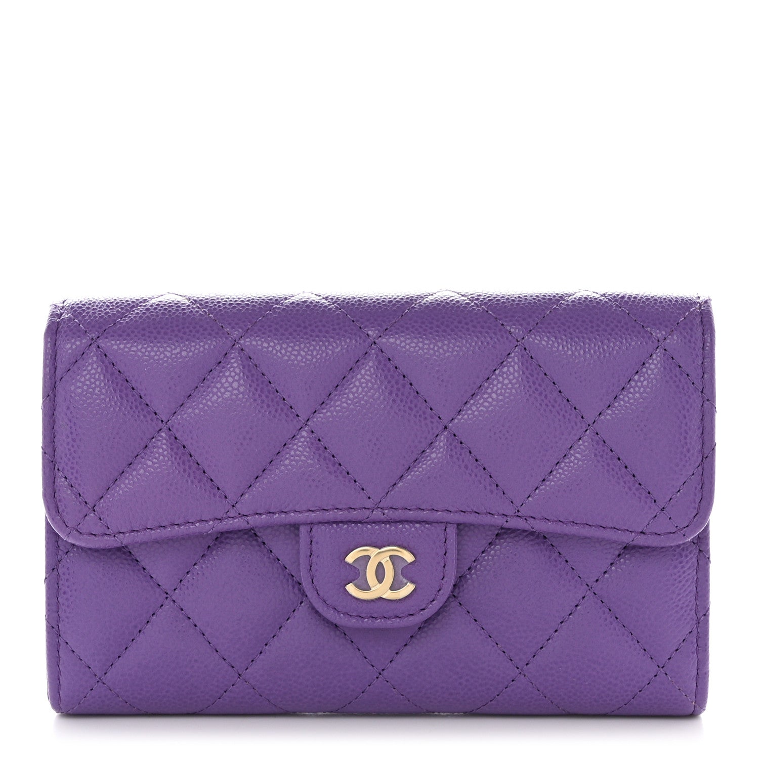 Chanel Caviar Quilted Medium Flap Wallet Purple 1 of 11