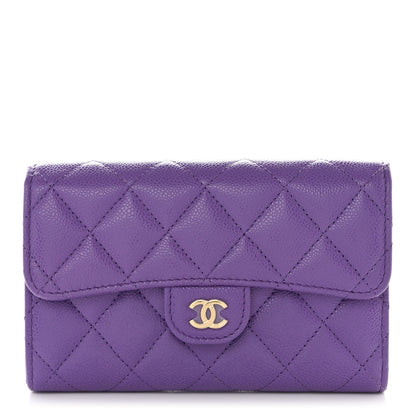 Chanel Caviar Quilted Medium Flap Wallet Purple 1 of 11
