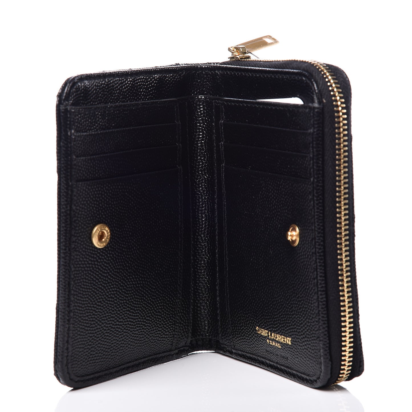 Grain De Poudre Matelasse Chevron Monogram Compact Zip Around Wallet Black