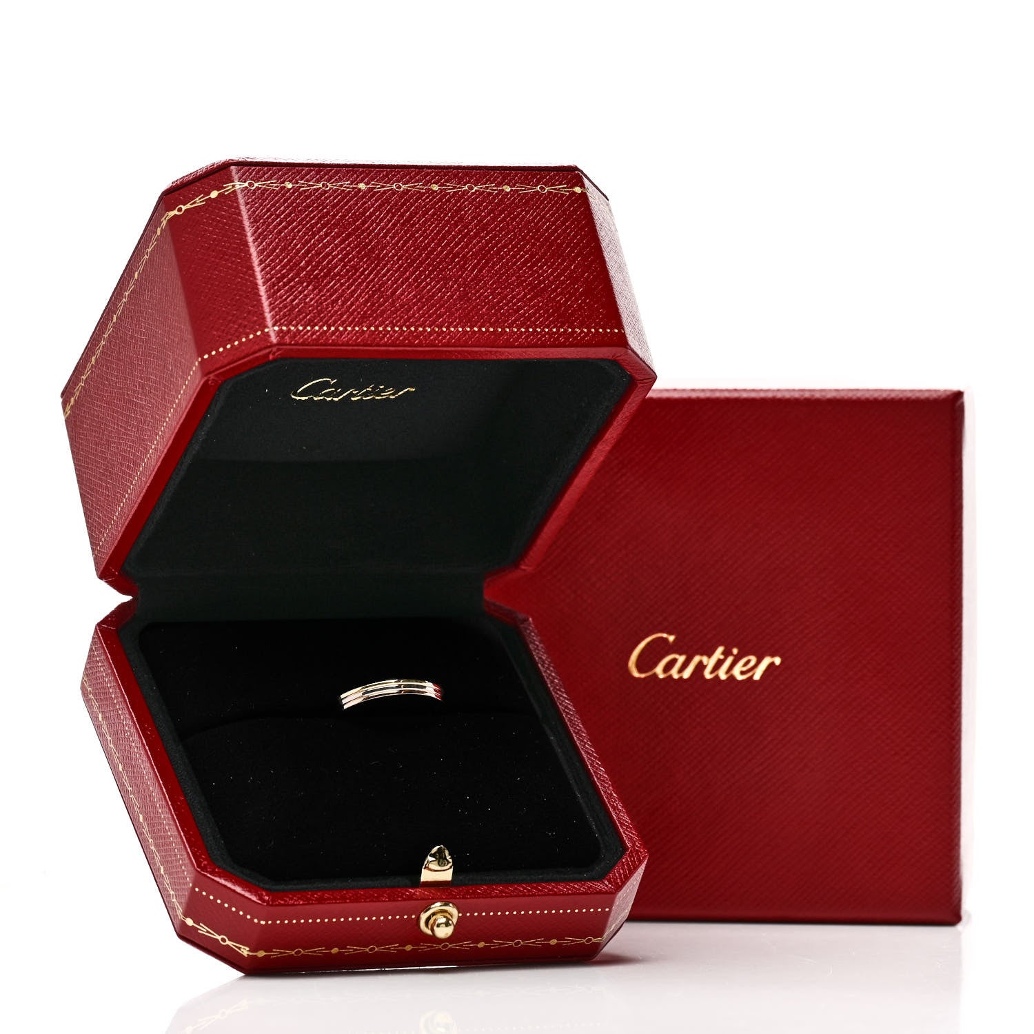 Cartier 18K Pink White Yellow Gold 2.5mm Vendome Louis Cartier Wedding Band Ring 51 5.75 6 of 6