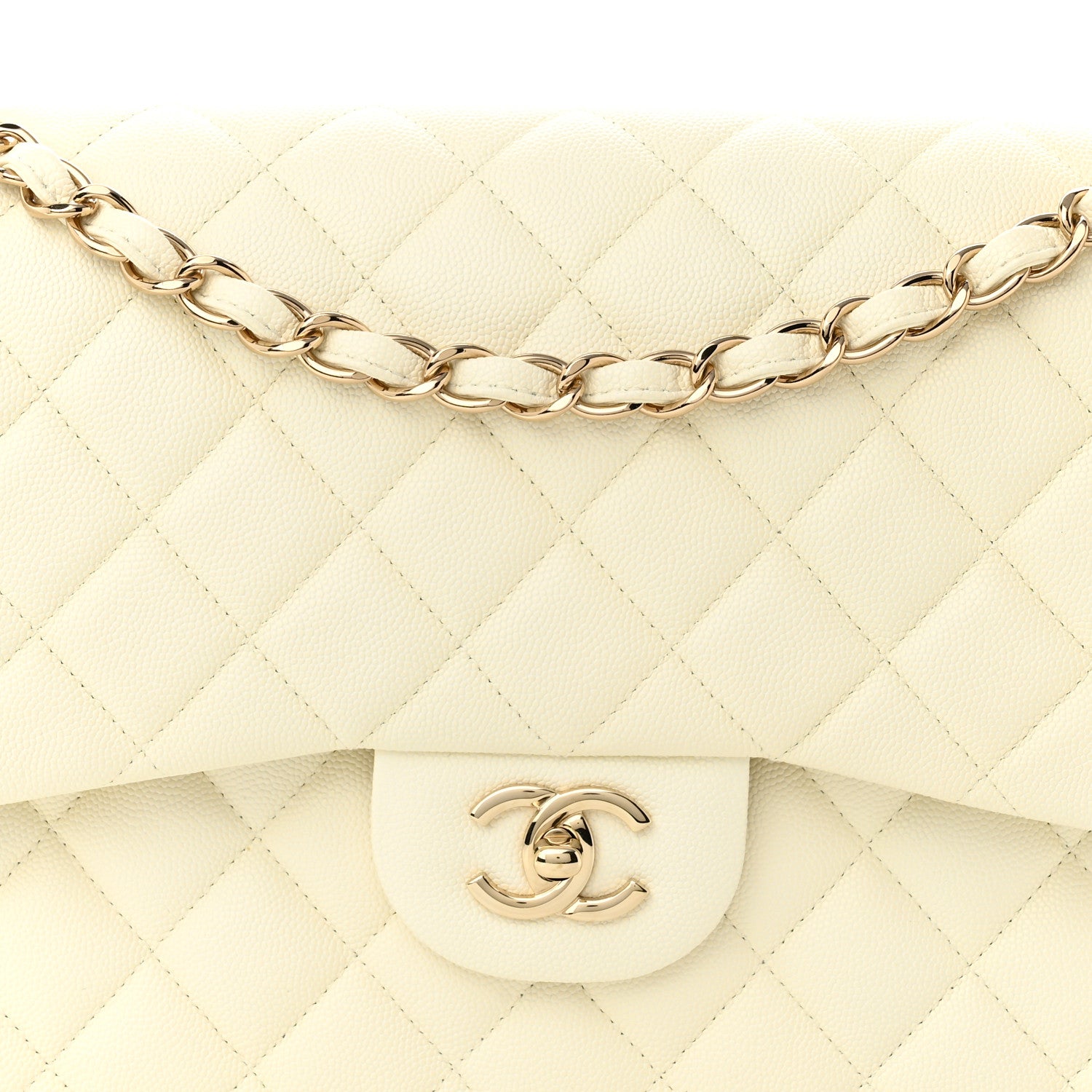Chanel Caviar Quilted Jumbo Double Flap White 8 of 10