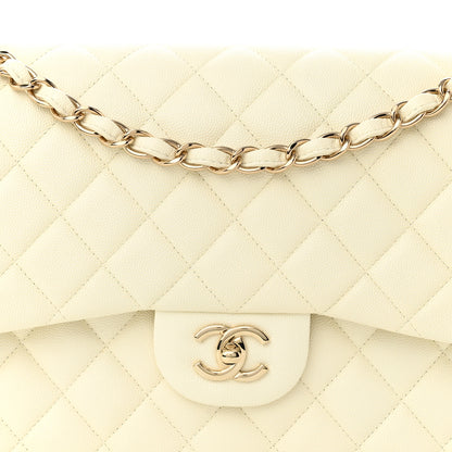 Chanel Caviar Quilted Jumbo Double Flap White 8 of 10