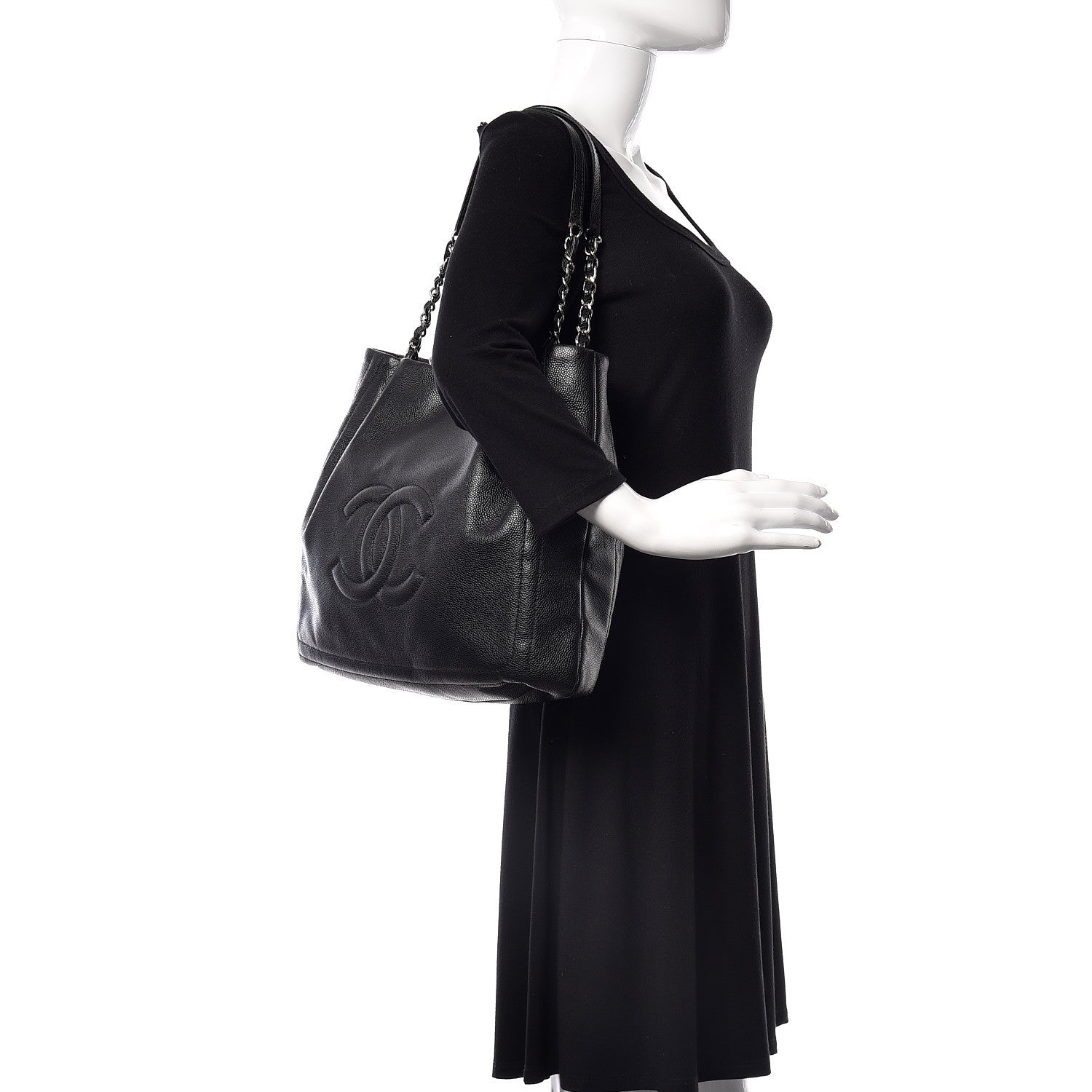 Chanel Caviar CC Shoulder Bag Black 2 of 13