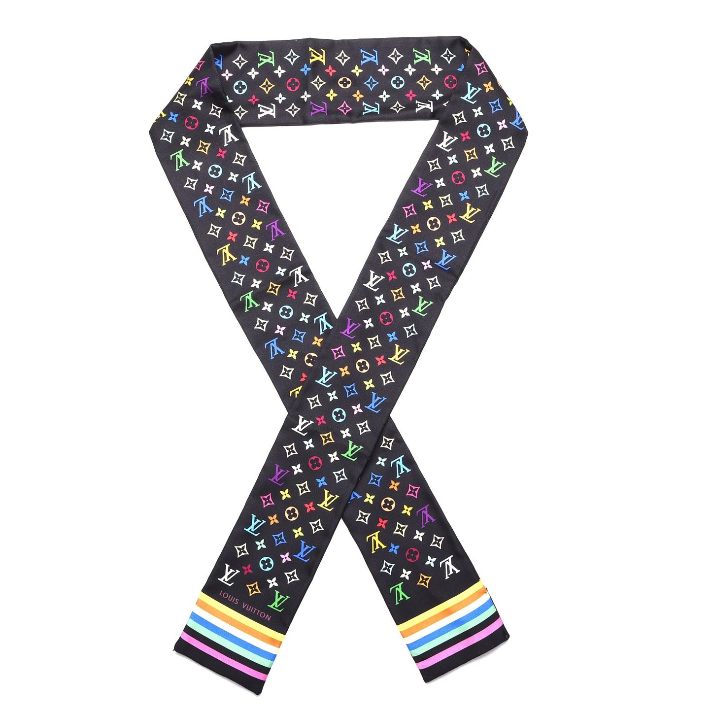 Silk Monogram Multicolor Bandeau Black
