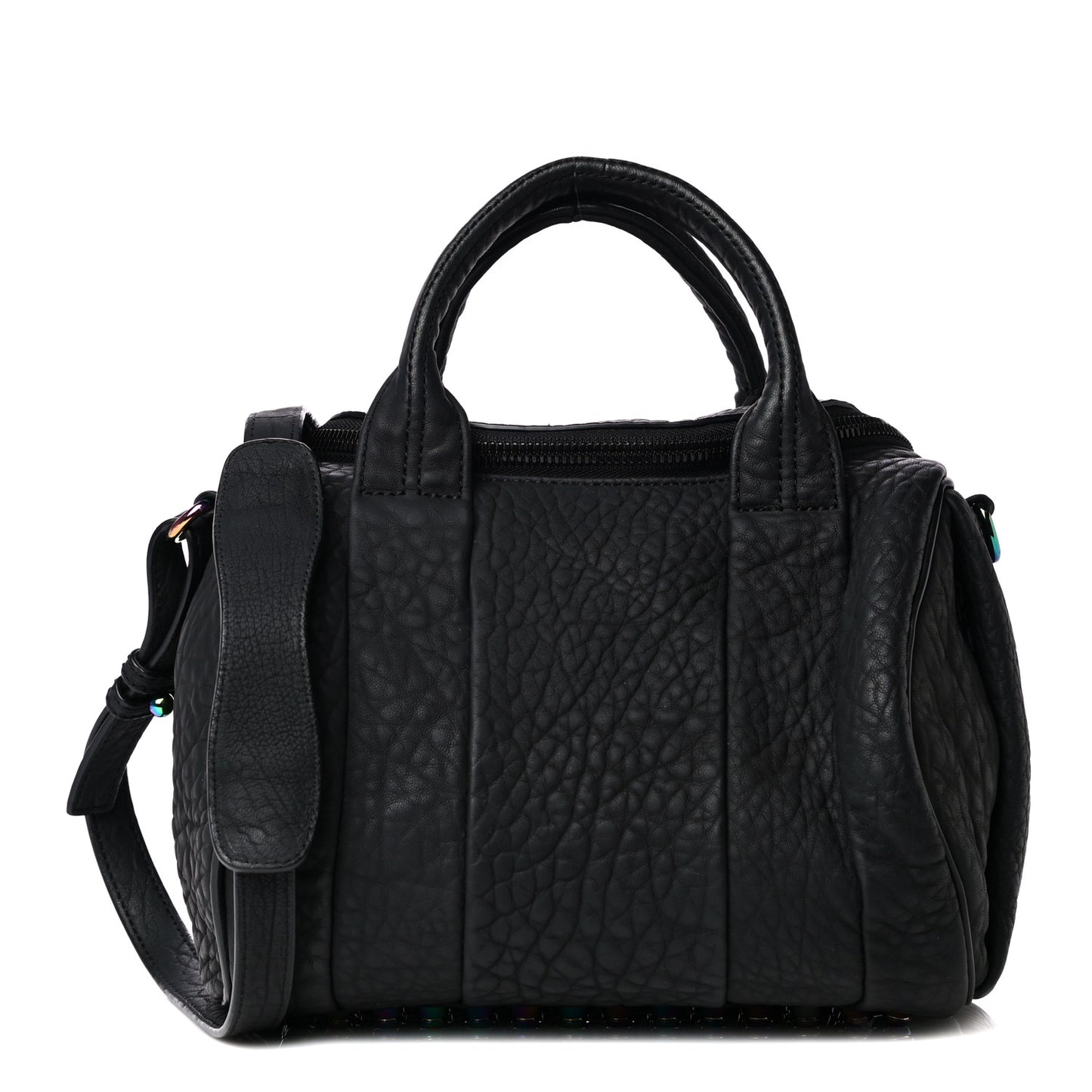 Pebbled Lambskin Rockie Black Iridescent Hardware