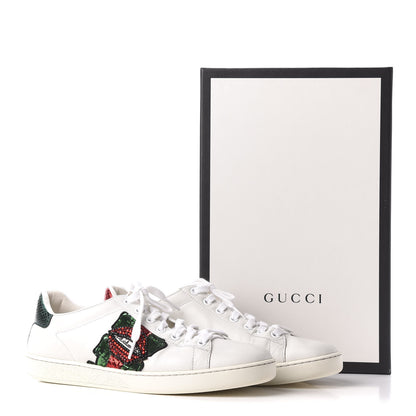 Gucci Calfskin Web Crystal Womens Mouth Ace Sneakers 37 White 8 of 8