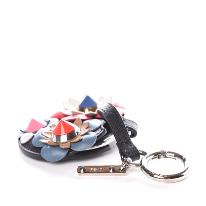 Fendi Calfskin Flowerland Mirror Key Chain Black 3 of 6