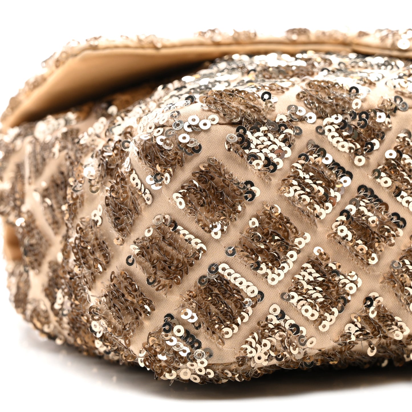 Sequin Quilted Medium Single Flap Gold