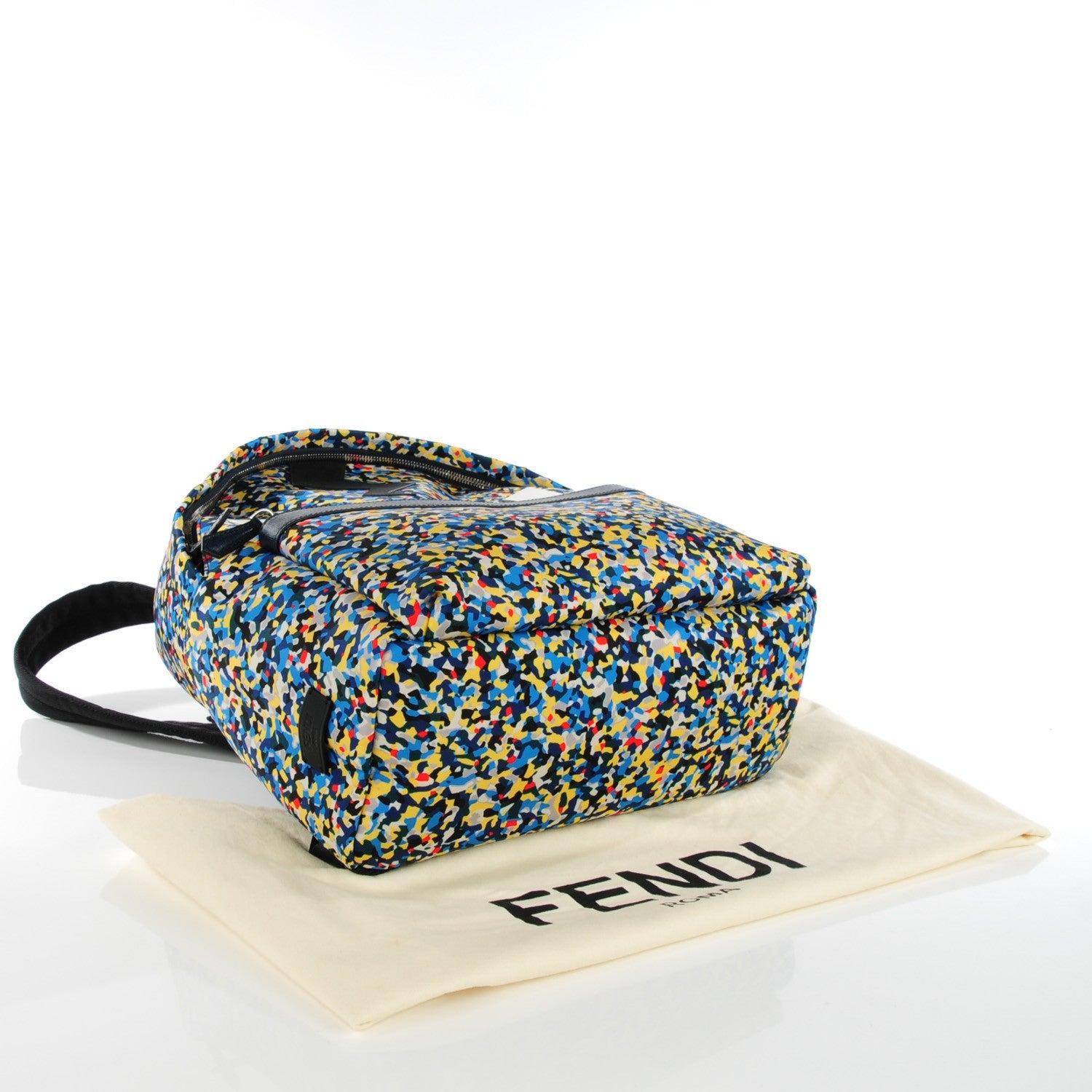 Fendi Nylon Vitello Elite Flamingo Granite Lightning Monster Eyes Backpack Multicolor Lavagna 4 of 9