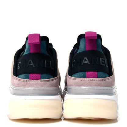 Chanel Suede Calfskin Nylon Grosgrain CC Sneakers 36 Beige Pink 6 of 10