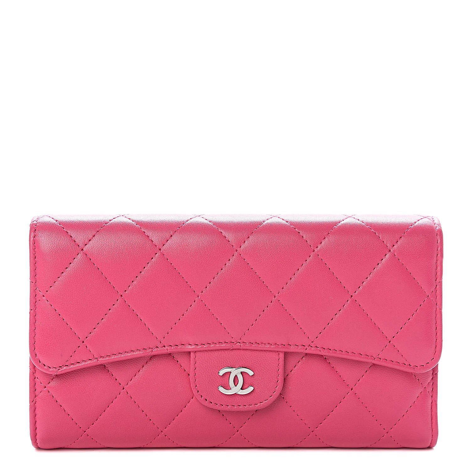 Chanel Lambskin Quilted Large Flap Wallet Pink 1 of 8
