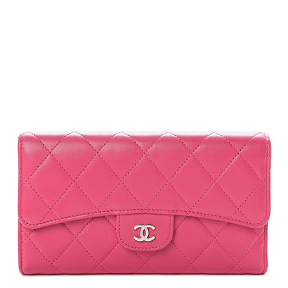 Chanel Lambskin Quilted Large Flap Wallet Pink 1 of 8