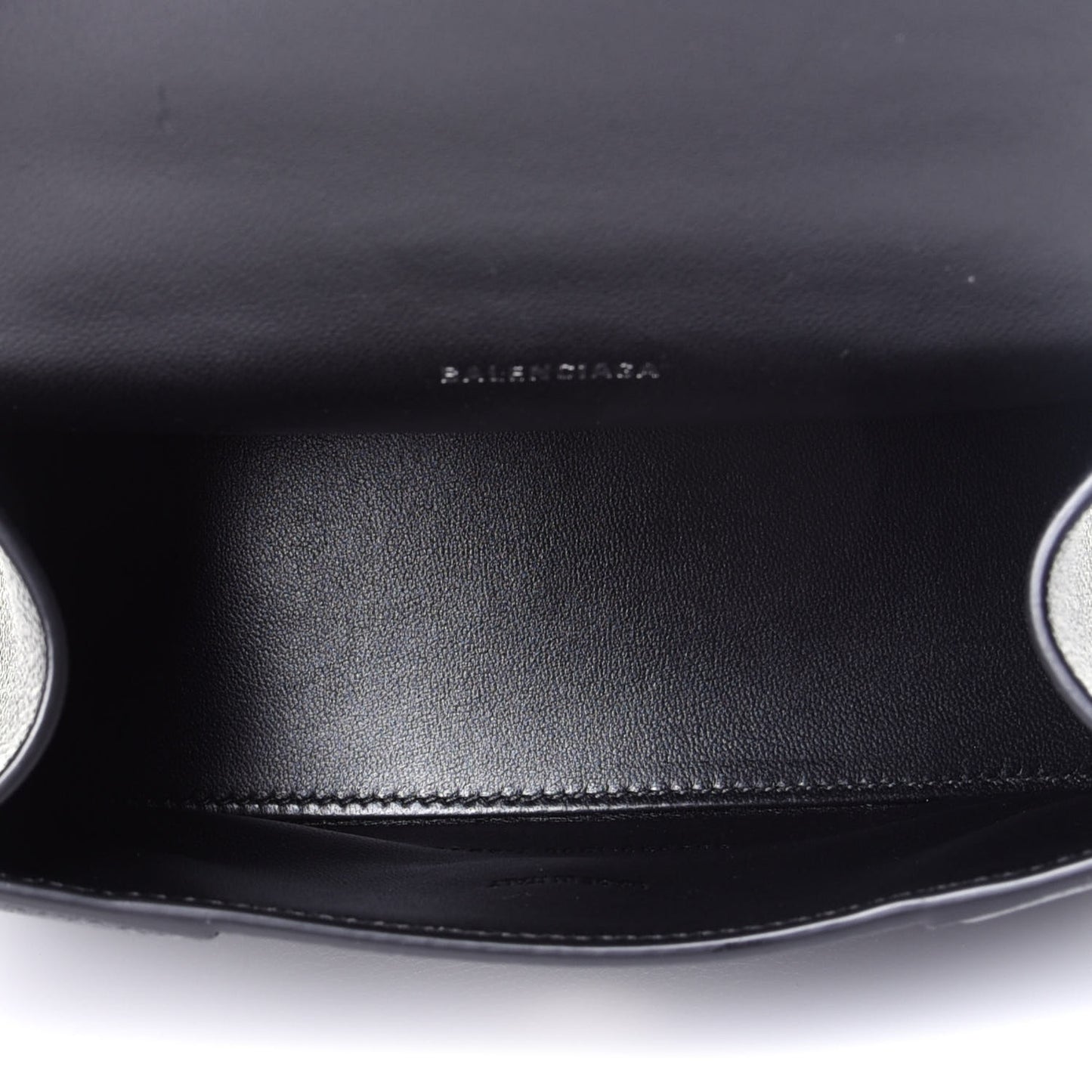 Grained Calfskin Hourglass Top Handle Bag XS Black