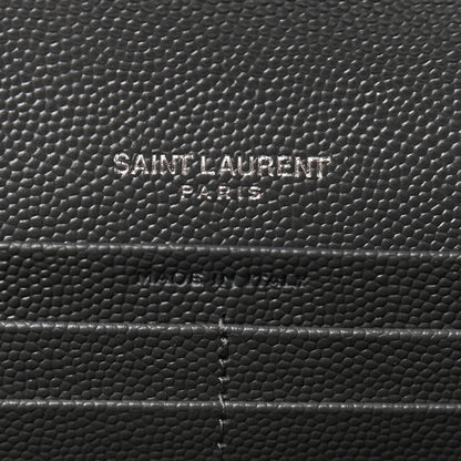 Saint Laurent Grain De Poudre Matelasse Chevron Monogram Flap Wallet Storm 6 of 8