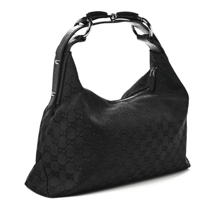 Gucci Monogram Medium Horsebit Chain Hobo Black 3 of 14