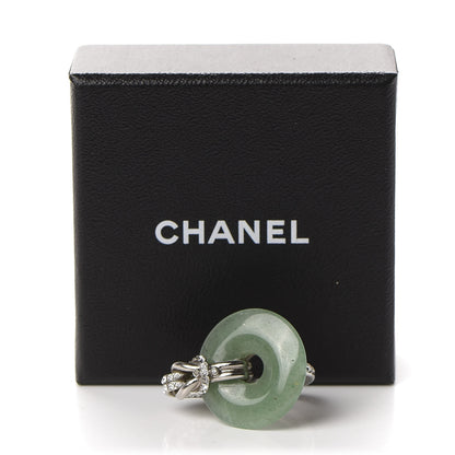 Chanel Crystal CC Ring 6 Silver Green 5 of 5