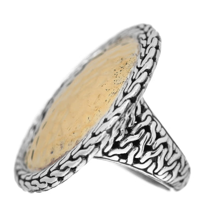 John Hardy Sterling Silver 22K Yellow Gold Palu Hammered Dome Ring 55 7.25 3 of 6