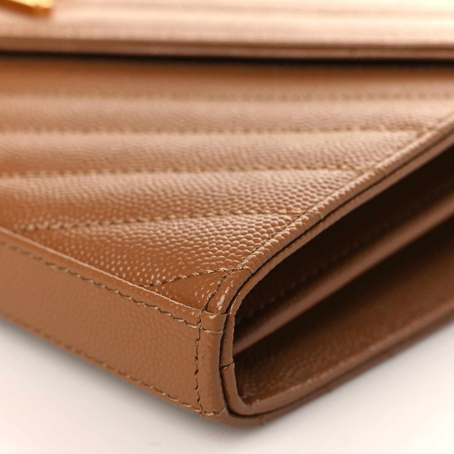 Grain De Poudre Matelasse Chevron Monogram Chain Wallet Dark Natural