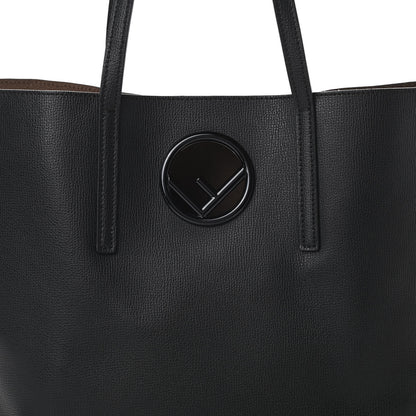 Fendi Vitello Vienna Enamel F is Fendi Shopping Tote Black Taupe 10 of 16