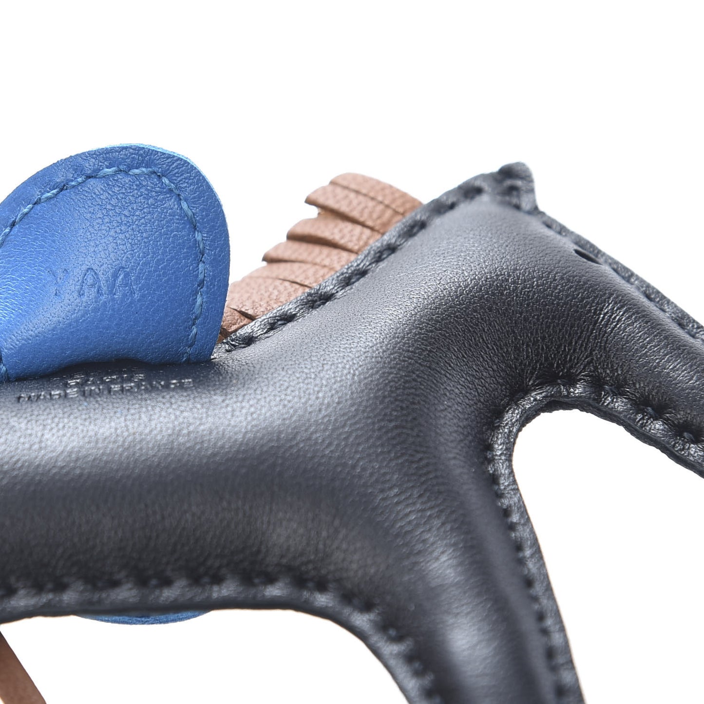 Milo Lambskin Grigri Rodeo Horse Bag Charm PM Black Gold Bleu Zanzibar