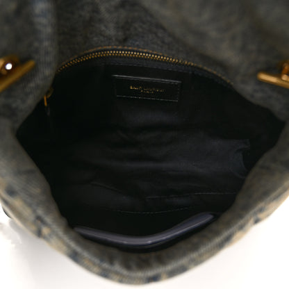 Saint Laurent Denim Quilted Toy Loulou Puffer Monogram Chain Satchel Blue Cinnamon 5 of 10
