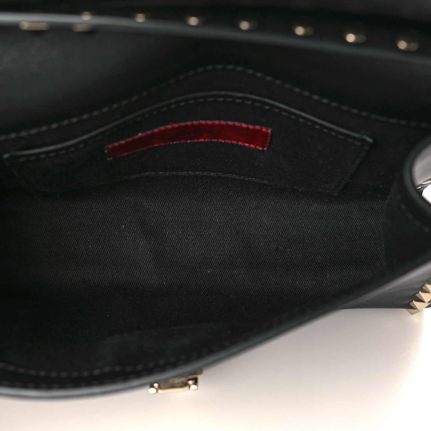 Vitello Medium Rockstud Flip Lock Crossbody Bag Black
