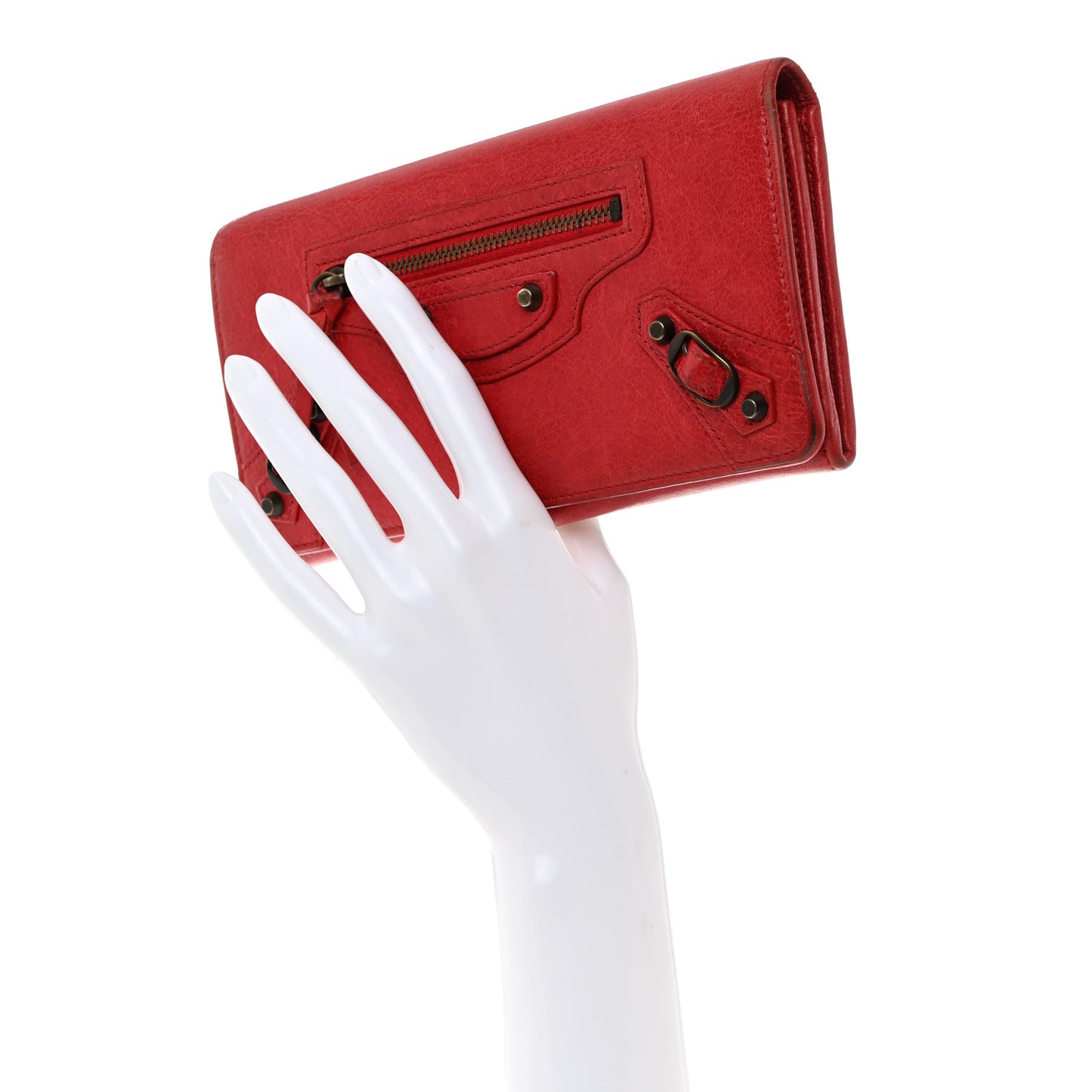 Agneau Classic Hardware Continental Zip Around Wallet Rouge Coquelicot