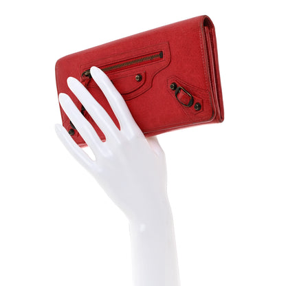 Balenciaga Agneau Classic Hardware Continental Zip Around Wallet Rouge Coquelicot 2 of 9