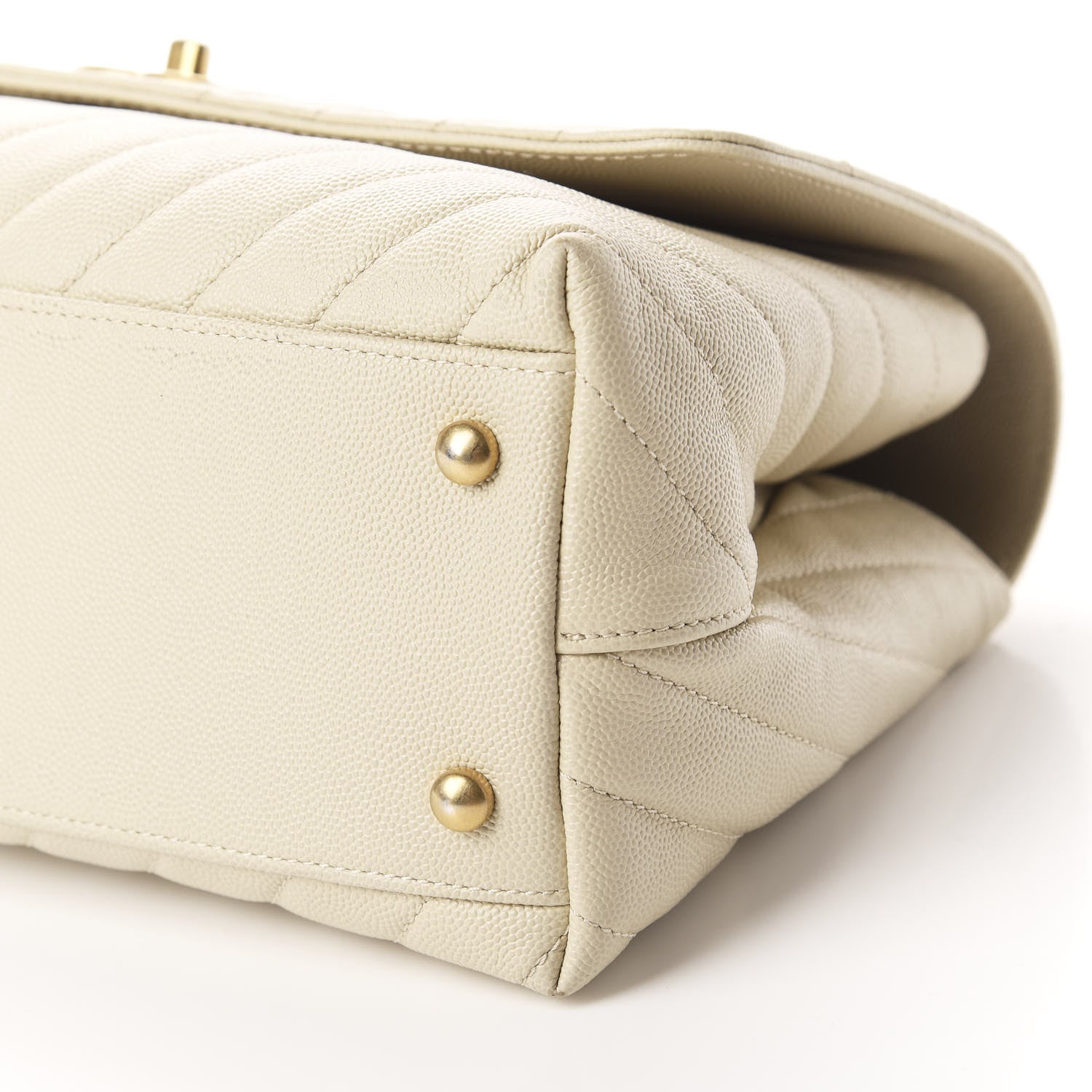 Chanel Caviar Chevron Quilted Small Coco Handle Flap Light Beige 7 of 10