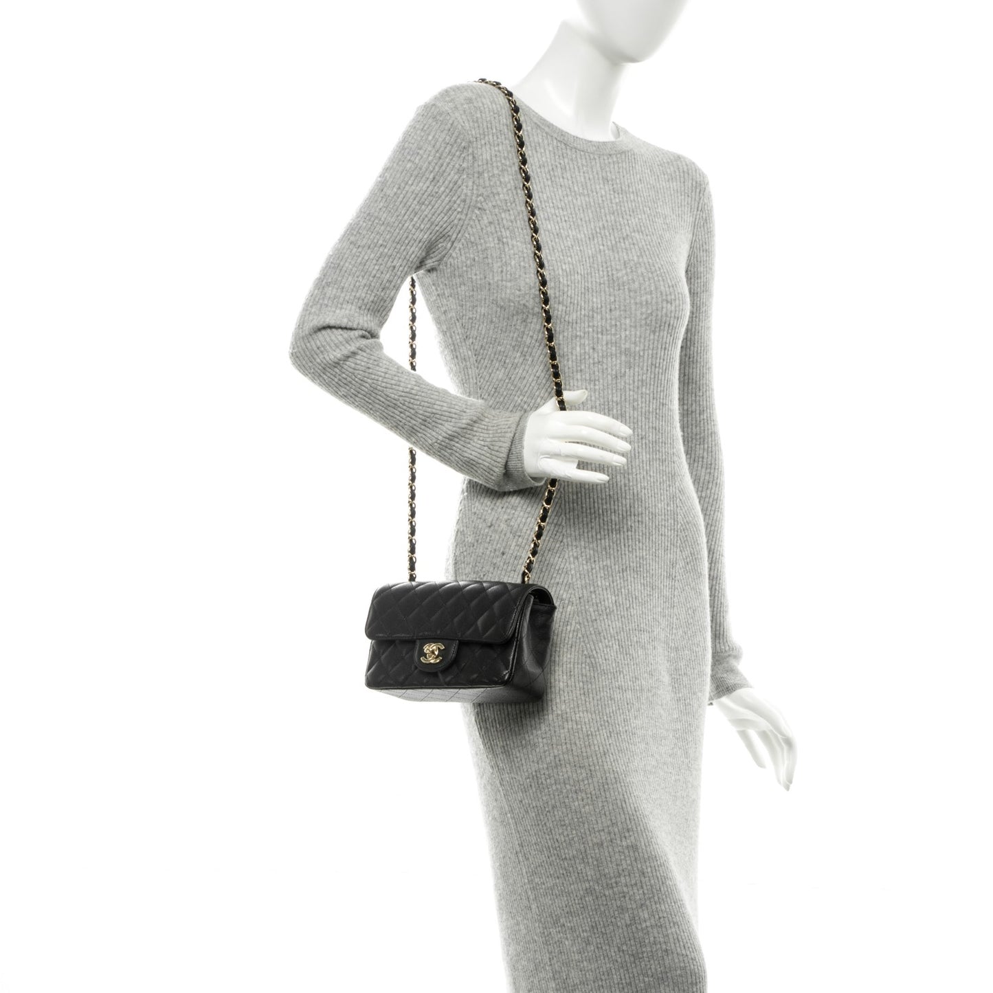 Caviar Quilted Mini Rectangular Flap Black
