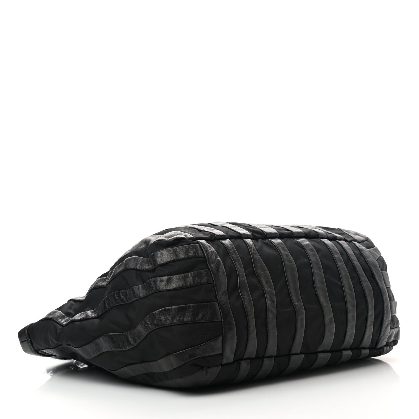 Metallic Nappa Tessuto Nylon Mordore Stripes Tote Black