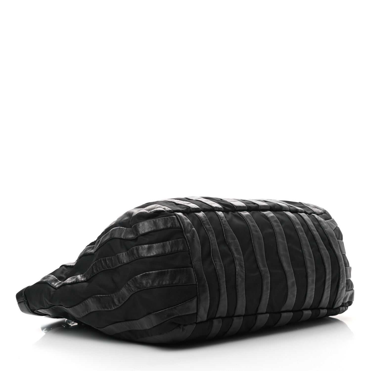 Prada Metallic Nappa Tessuto Nylon Mordore Stripes Tote Black 4 of 11