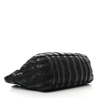 Prada Metallic Nappa Tessuto Nylon Mordore Stripes Tote Black 4 of 11